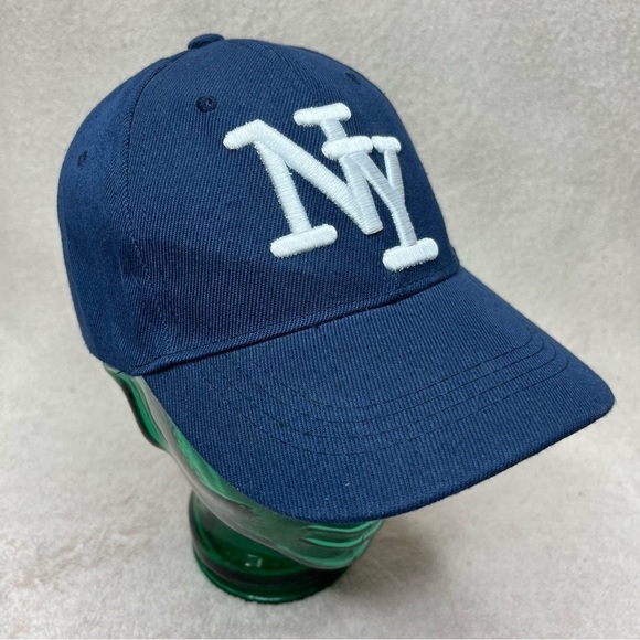 Accessories - Vintage Embroidered New York Yankees Baseball Cap-Velcro Hat-Blue & White-Sporty